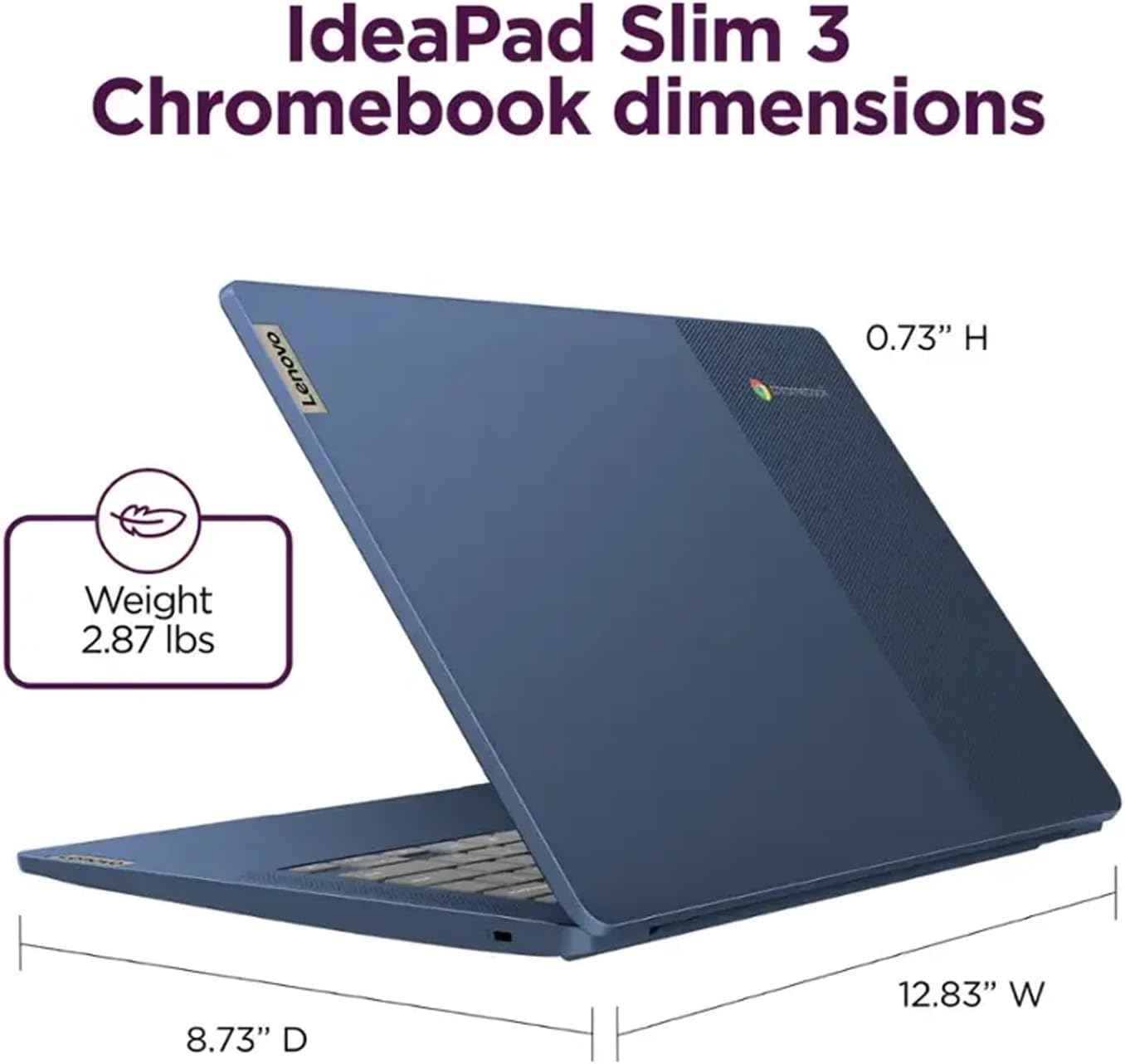 Lenovo IdeaPad Slim 3 Chromebook, 14'' Full HD (1920 x 1080) Display, 8-Core MediaTek Kompanio 520 CPU, 4GB RAM, 320GB (64GB eMMC + 256GB Micro SD Card), Wi-Fi 6, Abyss Blue, EAT Laptop Foldable Stand