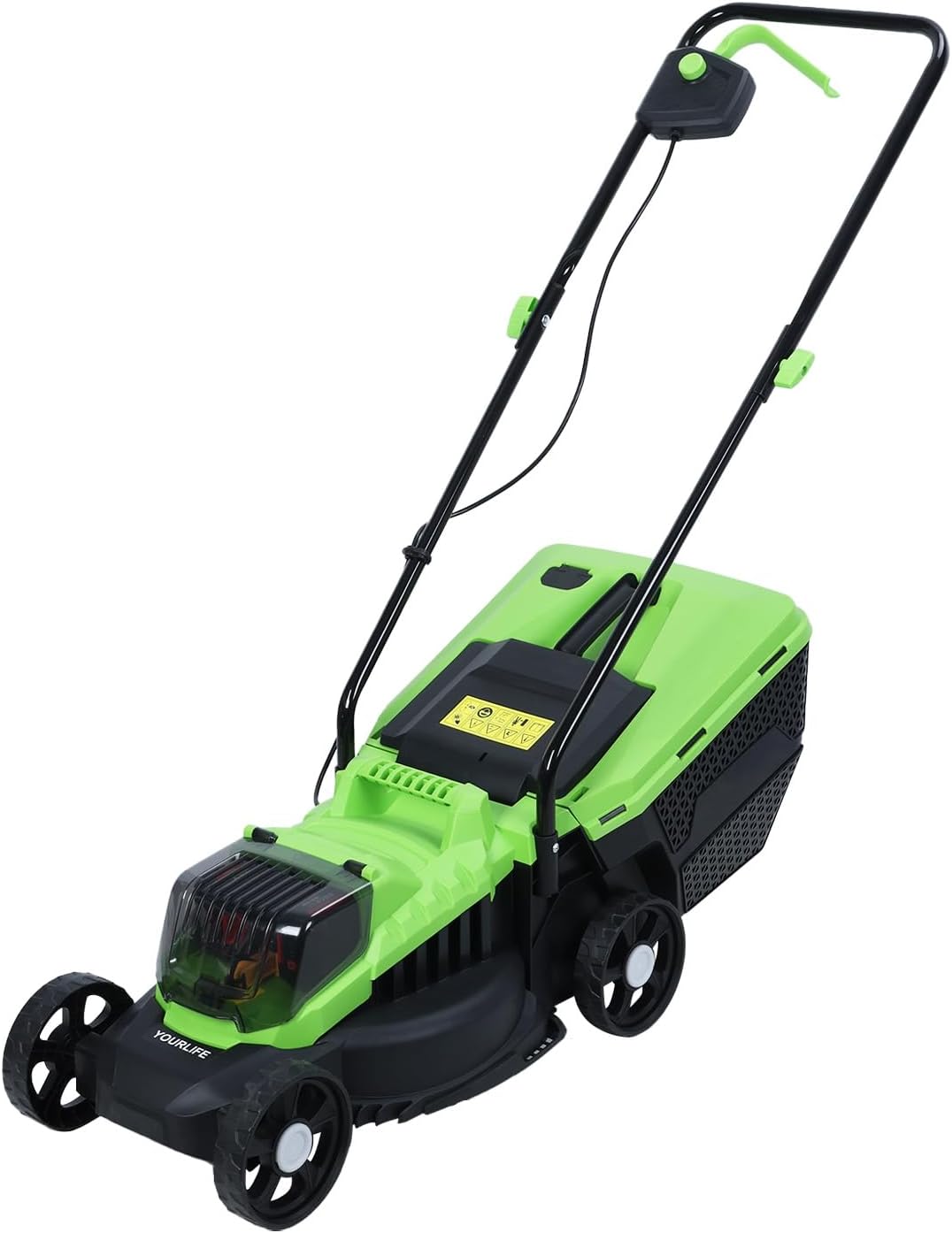 Self-Propelled Cordless Push Lawn Mower, 32cm Cutting Width, 1600W Power, 30L Grass Tank, 3-Position Height Adjustment (25-65cm), US Plug