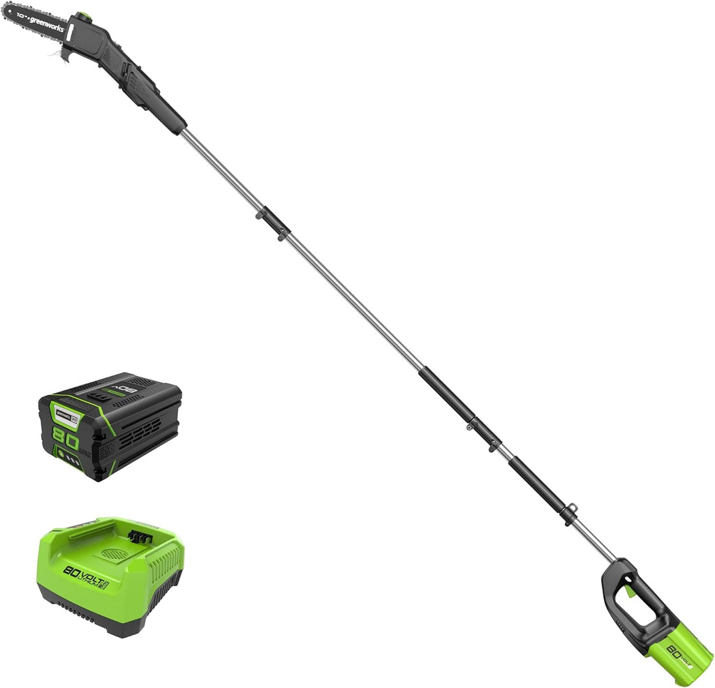Greenworks 80V 10' Cordless Polesaw (Great For Pruning and Trimming Branches / 75+ Compatible Tools), 2.0Ah Battery and Charger Included