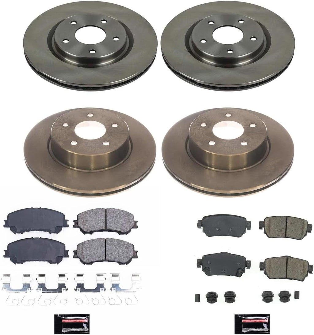 PowerStop Front and Rear Brake Kit for Nissan Rogue 2018-20 | Nissan Rogue Sport 2019-21 - Z17 Ceramic Brake Pads & Disc Rotors Replacement, KOE8289