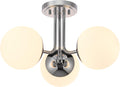 3 Light Semi Flush Mount Chrome Ceiling Light Fixture, Modern Globe Chandelier, Sputnik Farmhouse Lighting for Kitchen Bedroom Bathroom Living Room Corridor Laundry Room Bar