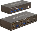 Dual Monitor HDMI KVM Switch 2x2 4K 60Hz HDMI Displayport USB 3.0 KVM Switcher Extended Display for 2 PC Share Mouse Keyboard(HDMI DP kvm Switch,with EU Plug)