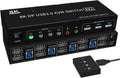 8K DP KVM USB 3.0 Switch 4X2 Dual Monitor 4K 144Hz Extended Display Displayport Switch 4 in 2 Out for 4 PC Share Keyboard Mouse(AU Power Plug)