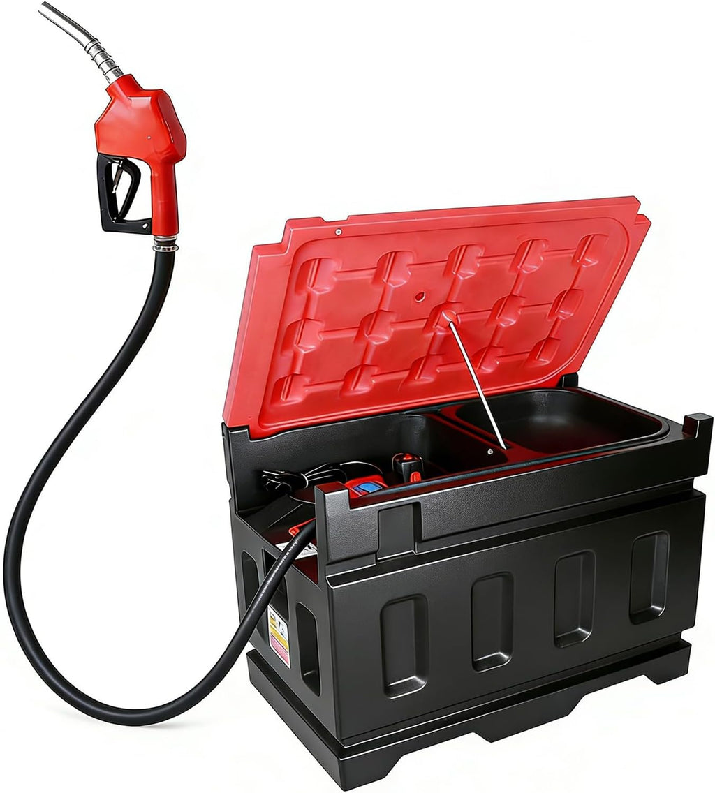48 Gallon Fuel Transfer Tank with 12GPM Fuel Transfer Pump, Gasoline Diesel Fuel Tank Gas Container for Cars, ATVs, Boats, Lawn Mowers, Red