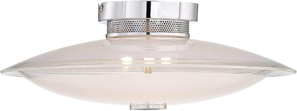 Possini Euro Design Glass Disk Modern Ceiling Light Semi-Flush Mount Fixture Chrome 15' Wide Clear Frosted Shade for House Bedroom Hallway Living Room Bathroom Dining Kitchen