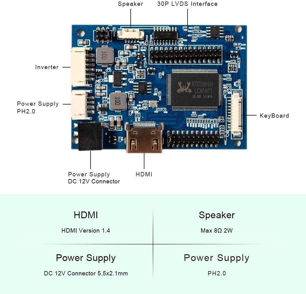 VSDISPLAY 10.4 Inch IPS 1024x768 LCD Screen 600Nits Display Panel with Audio LCD Controller Board VS-TY2660H-V661