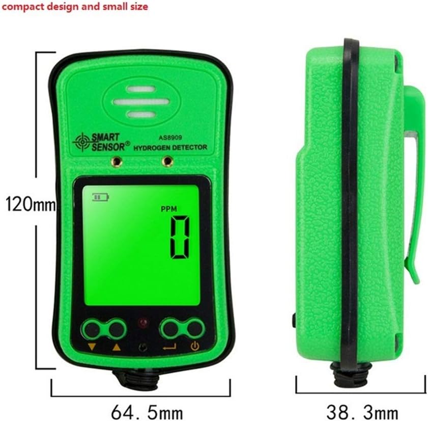 Portable H2 Gas Detector 0~1000ppm LCD Display Rechargeable Li-Battery Powered Alarmable Handheld Digital Hydrogen Gas Monitor Meter Tester Analyzer with Sampling Pump
