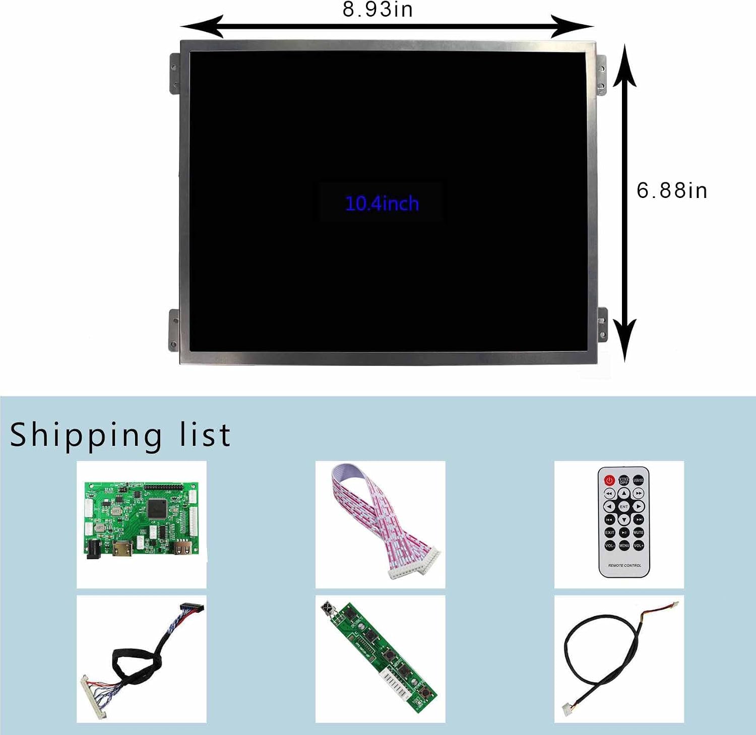 VSDISPLAY 10.4' 10.4 Inch 1024X768 LCD Screen VS104T-004A with USB Automatic Brightness Adjustment LCD Controller Board