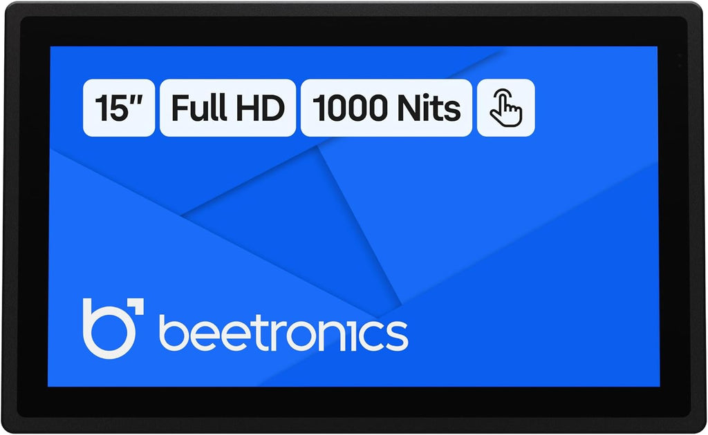 Beetronics 15 Inch High Brightness Touchscreen Monitor | Full HD 1080p | IP66 Waterproof & Dustproof | Industrial Sunlight Readable Outdoor Display for PC, Mac, Linux | 15HB9M/U1