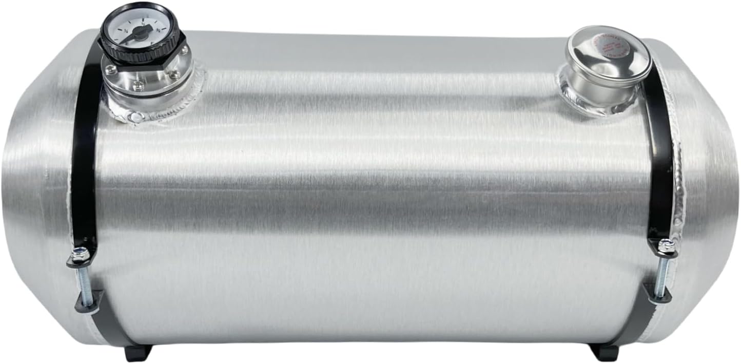 JSD 12.5 Gallons 12' x 26' Universal Aluminum Gas Tank With Level Gauge 1/4' NPT Outlet For lawn mowers