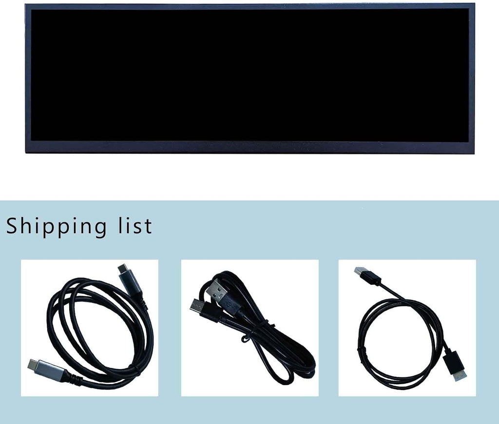 VSDISPLAY 12.7 Inch 2880x864 2K Stretched Bar LCD Screen with USB-C/DP Video Input Secondary Display for PC/Computer/Laptop CPU GPU Data Monitoring