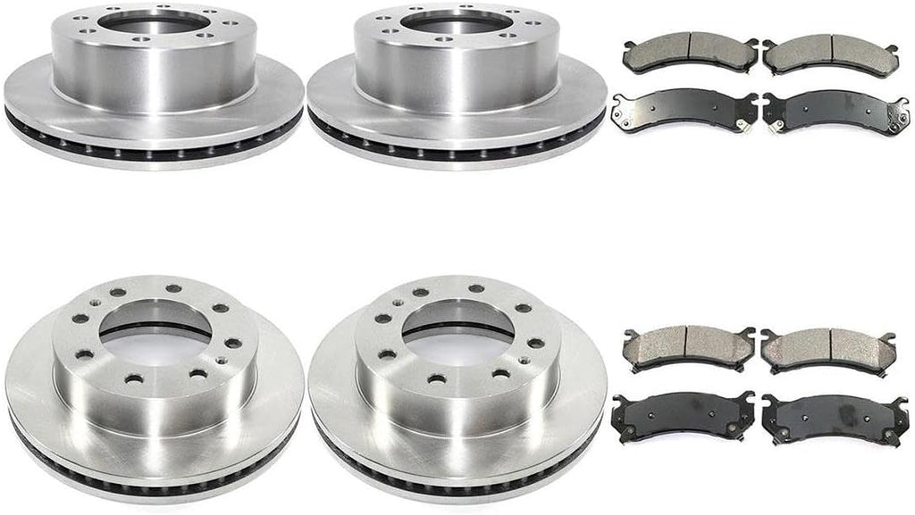 Brake Pads and Rotors Kit - Front and Rear Brakes and Rotors, Replacement Brake Kit fits Chevrolet Silverado 3500 HD 2007-2010 fits Chevy Silverado 3500 HD 2007-2010