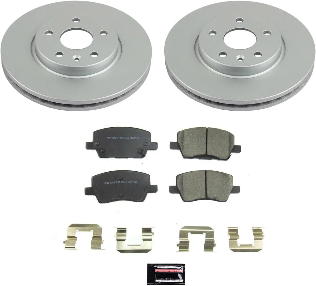 PowerStop Front Brake Kit for Chevrolet Sonic 2018-20 - Fully-Coated Disc Rotors with Z17 Ceramic Brake Pads Replacement, CRK8635