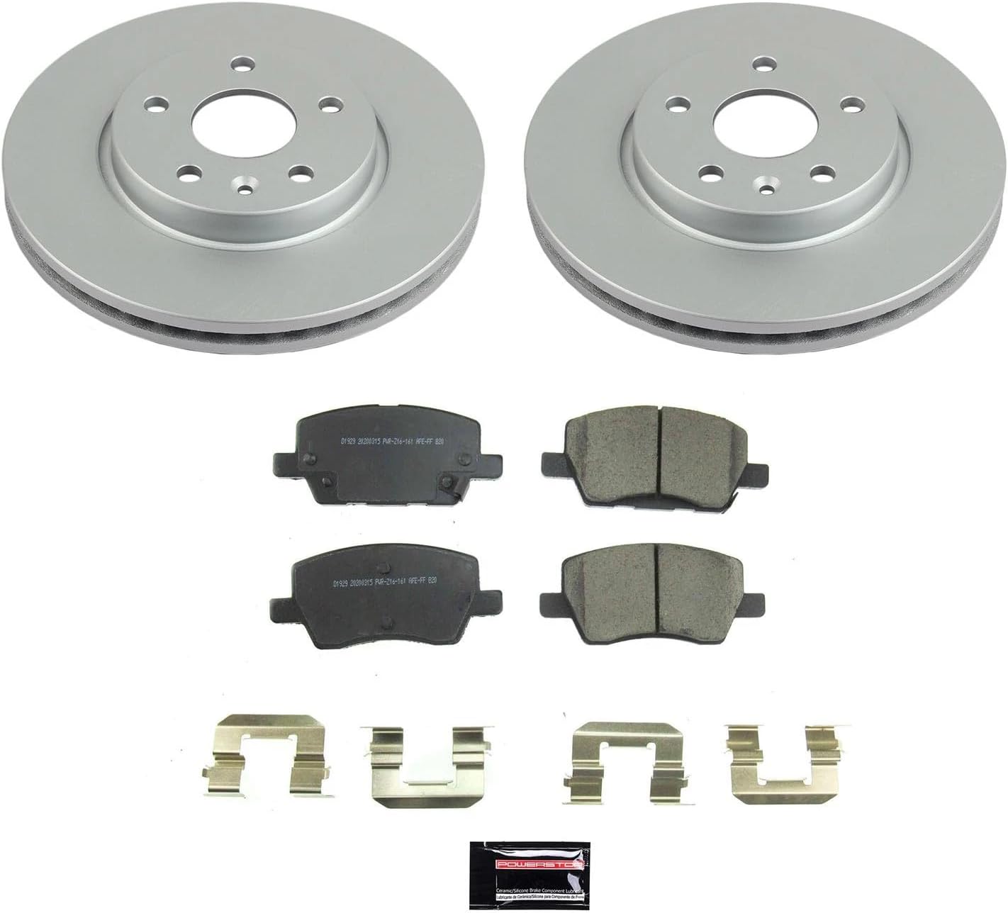 PowerStop Front Brake Kit for Chevrolet Sonic 2018-20 - Fully-Coated Disc Rotors with Z17 Ceramic Brake Pads Replacement, CRK8635