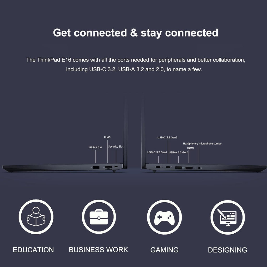 Lenovo ThinkPad E16 Business Laptop (16' FHD+ Touchscreen, Intel 10-Core i5-1335U, 16GB RAM, 512GB SSD), Fingerprint, Backlit Keyboard, FHD Webcam, Thunderbolt 4, Ethernet, Wi-Fi 6, Win 11 Pro, Black