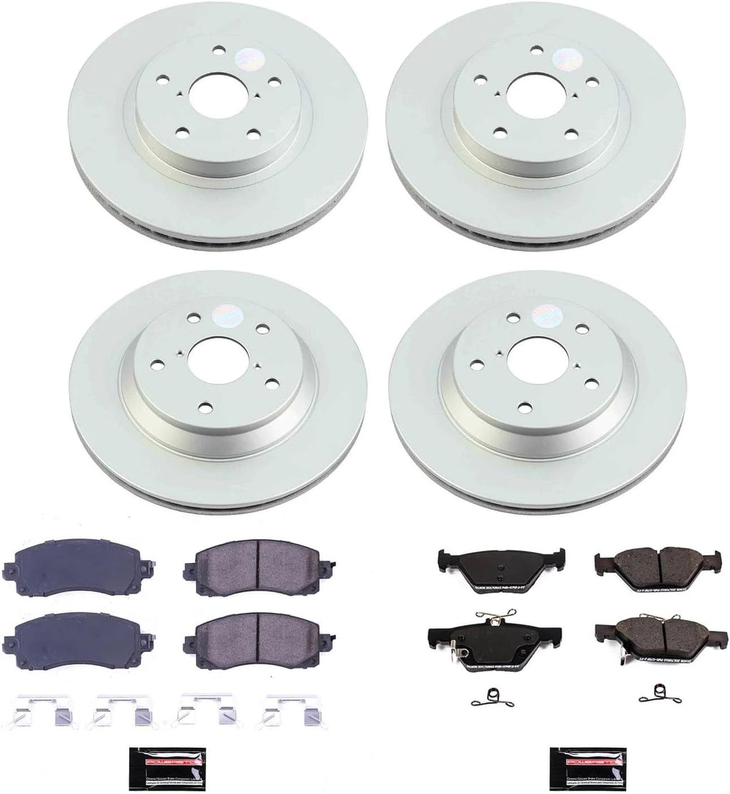 PowerStop Front and Rear Brake Kit for Subaru Forester 2019-22 - Fully-Coated Disc Rotors with Z17 Ceramic Brake Pads Replacement, CRK8520