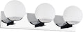 Chrome Bathroom Vanity Light Fixtures, 3-Light Globe Bathroom Vanity Light Fixtures Over Mirror, Modern Wall Lights for Living Room, Long Backplate, Standard E26 Base, Chrome