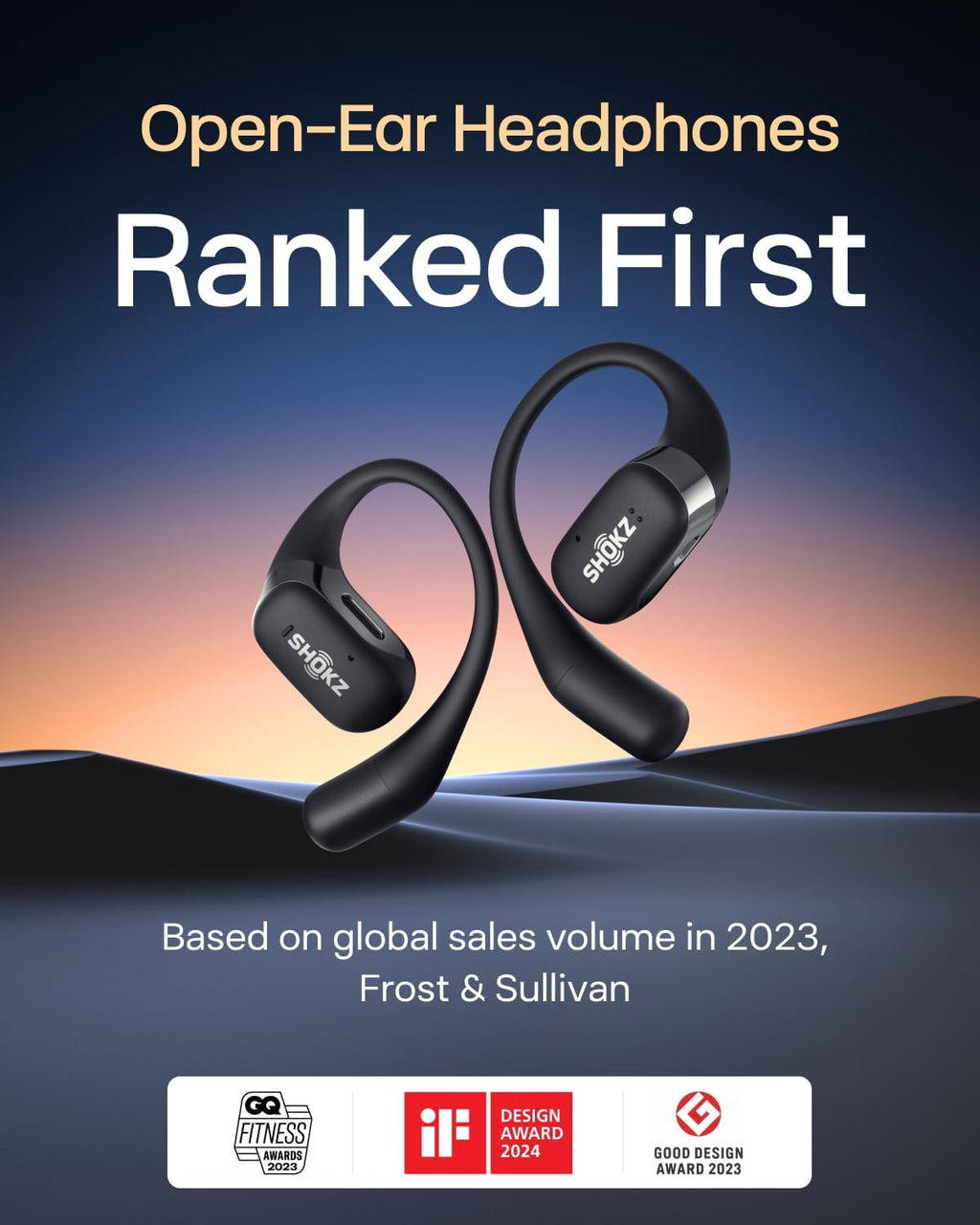 SHOKZ OpenFit-Open-Ear True Wireless Bluetooth Headphones with Microphone,Earbuds with Earhooks,Sweat Resistant,Fast Charging,28HRS Playtime,Compatible with iPhone&Android,Black,Bluetooth5.2