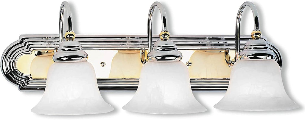 Livex Lighting 1003-52 Belmont 3-Light Bath Light, Chrome and Polished Brass