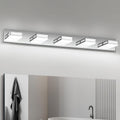 LED Modern Bathroom Light Fixtures, 5-Light 40-Inch Chrome Vanity Lights for Bathroom Lighting Fixtures Over Mirror, 6000K Cool White 350° Rotatable Wall Lamp