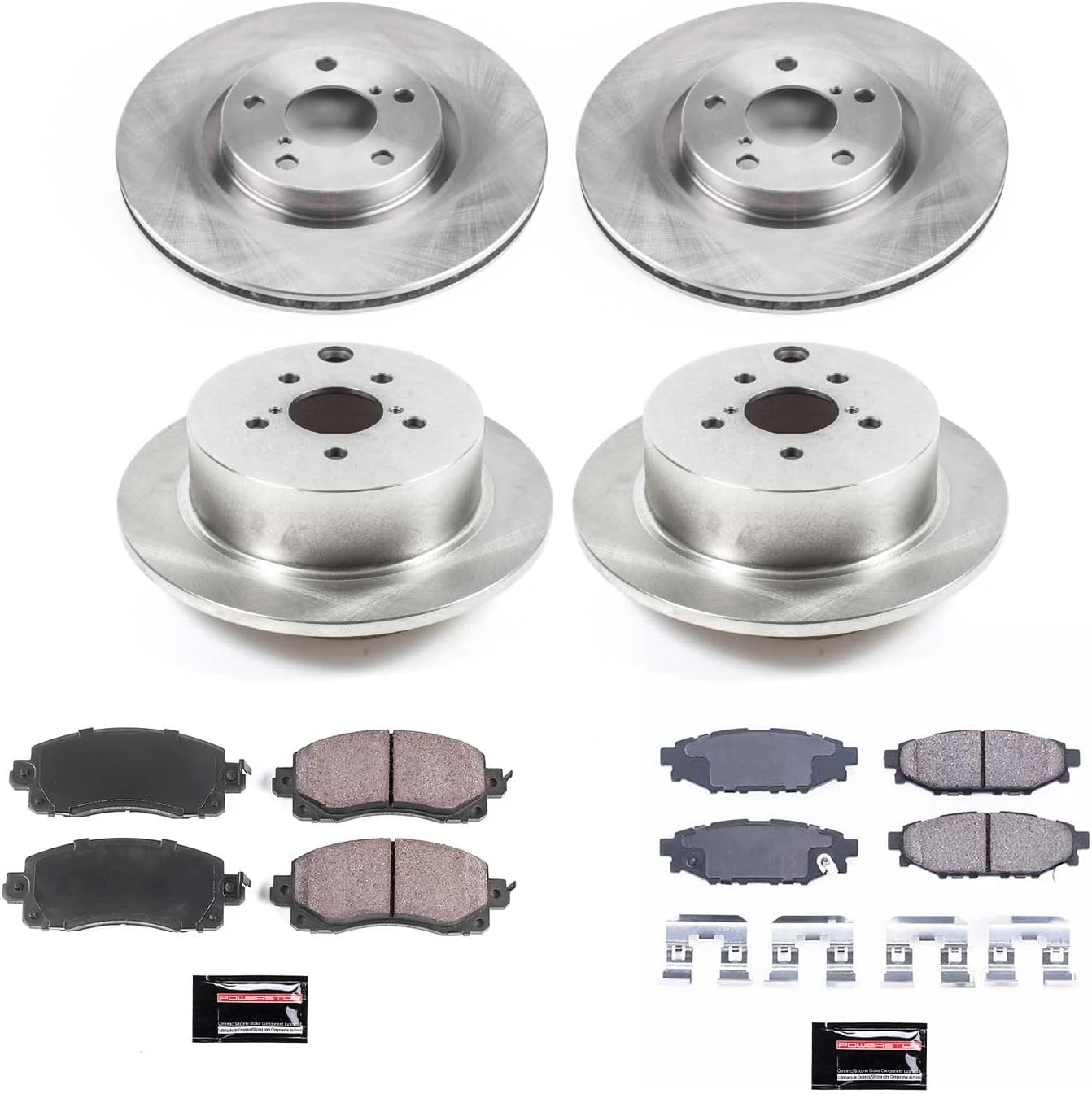 PowerStop Front and Rear Brake Kit for Subaru Impreza 2017-22 - Z17 Ceramic Brake Pads & Disc Rotors Replacement, KOE7926