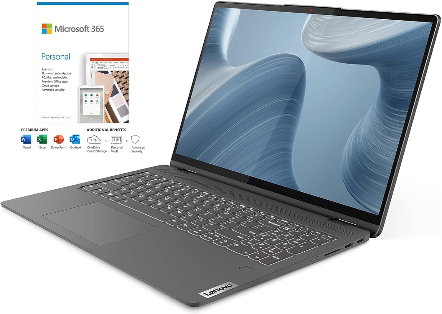 2023 Lenovo IdeaPad Flex 5 2-in-1 Laptop, 16' 2.5K WQXGA Touchscreen Display, Intel Core i7-1255U Processor, 16GB DDR4 RAM, 2TB SSD SSD, Intel Iris Xe Graphics, Webcam, Wi-Fi 6, Windows 11 Home