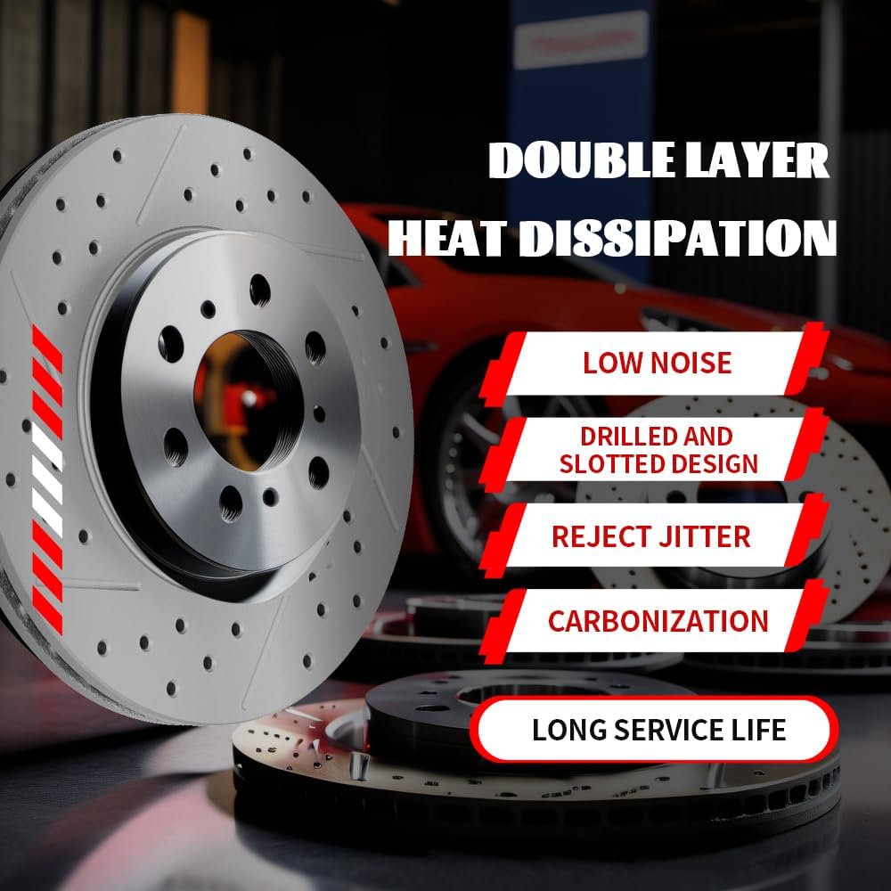 13inch(330mm) Front Brake Disc Rotors & Ceramic Brake Pads Kit Fit for Chevy Silverado 1500, GMC Sierra 1500 2005-2018, Tahoe 2008-2020, Suburban 1500, Express 1500, Yukon XL 1500, Ca-dillac Escalade