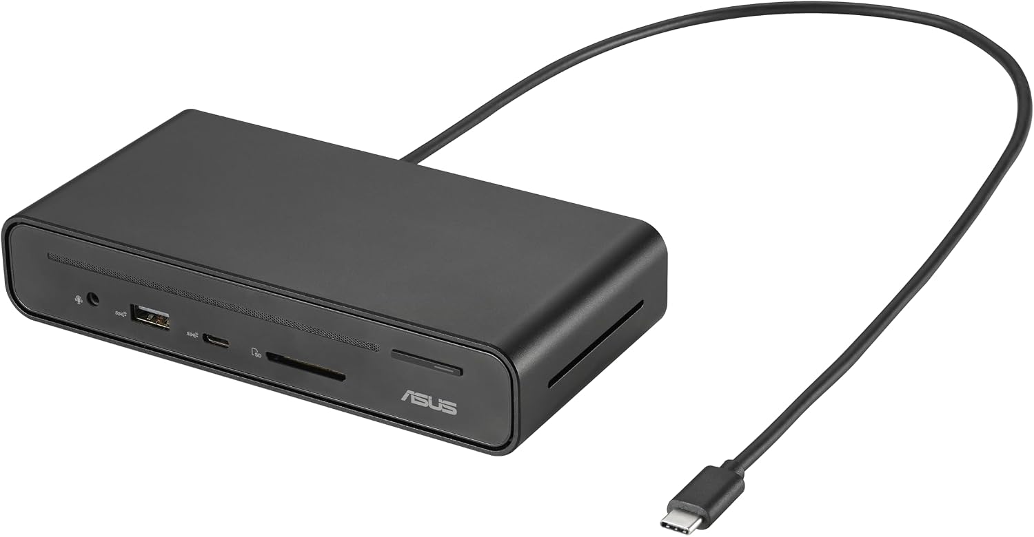 Asus DC300 Docking Station - for Mouse, Keyboard, Monitor, Notebook - Charging Capability - Memory Card Reader - SD - 150 W - USB Type C - 3 Displays Supported - 4K - 3840 x 2160-6 x USB Ports - 3 x