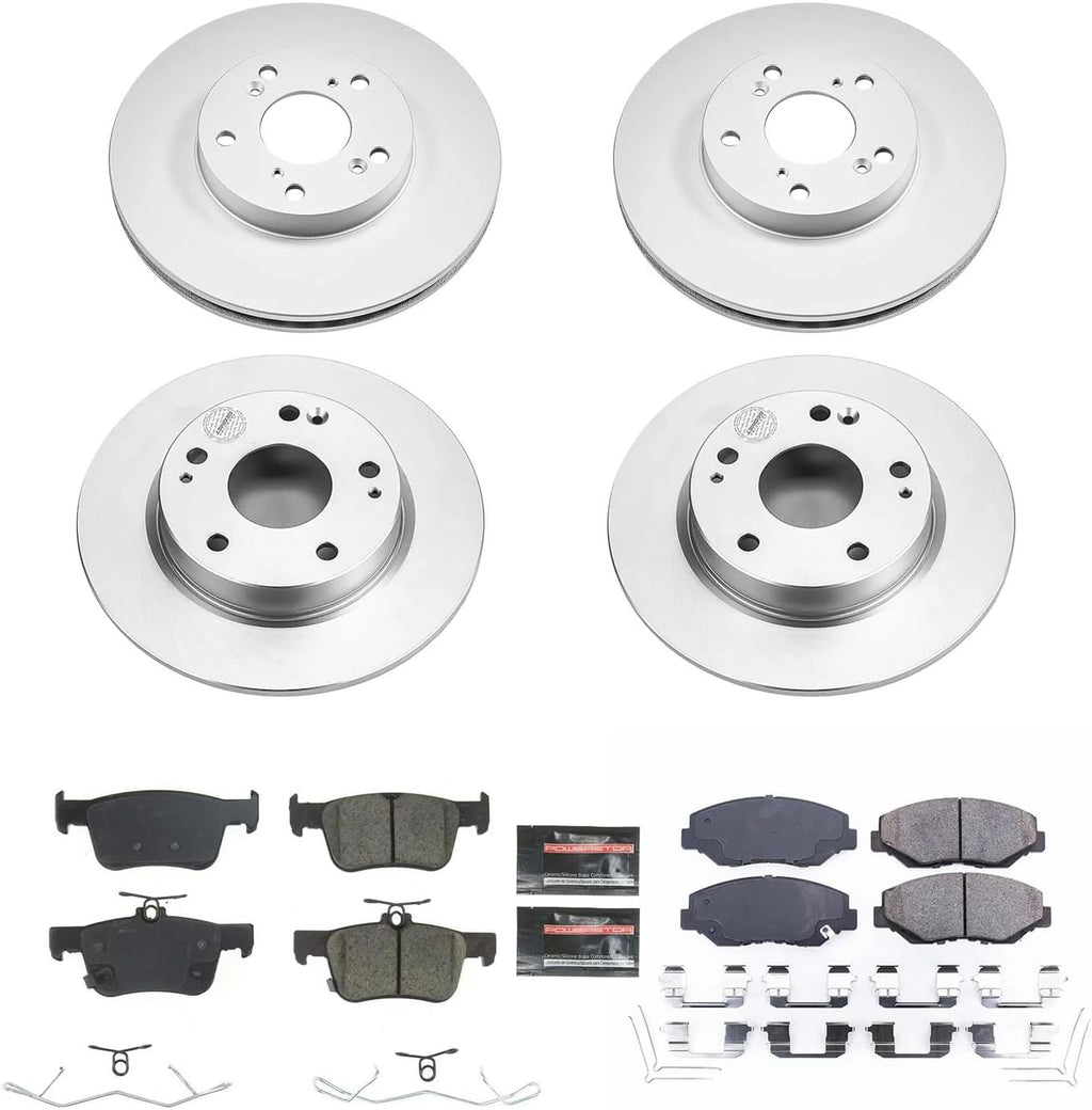 PowerStop Front and Rear Brake Kit for Honda Civic 2020-21 - Fully-Coated Disc Rotors with Z17 Ceramic Brake Pads Replacement, CRK8620