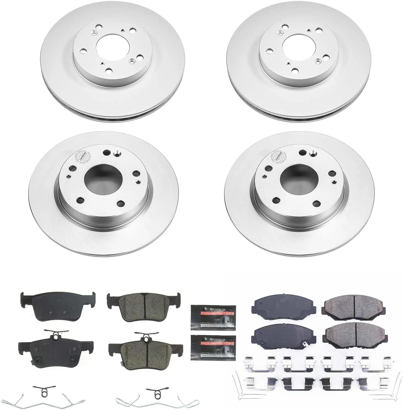 PowerStop Front and Rear Brake Kit for Honda Civic 2020-21 - Fully-Coated Disc Rotors with Z17 Ceramic Brake Pads Replacement, CRK8620