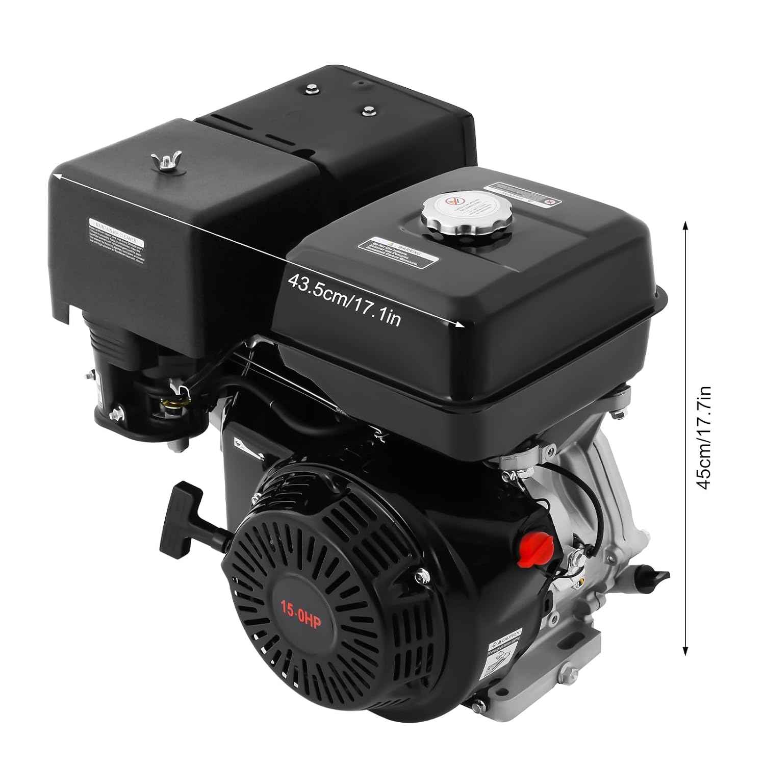 420CC Gasoline Powered Go Kart Motor, 15HP 4-Stroke Gas Engine OHV Horizontal Shaft Single Cylinder Gas Engine with Pull Handle and Silencer for Compressor Lawnmower Motor (420CC-15HP)