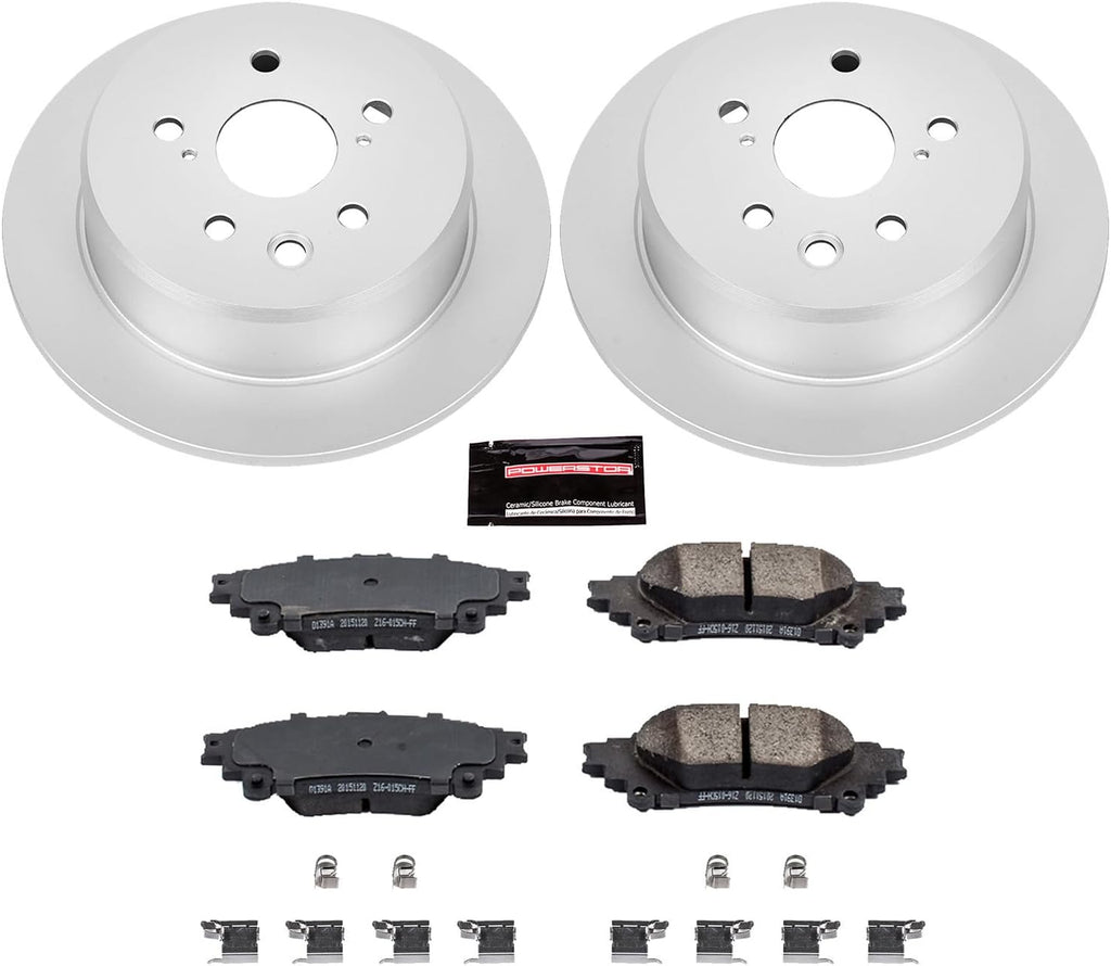 PowerStop Rear Brake Kit for Lexus IS250 2014-15 - Fully-Coated Disc Rotors with Z17 Ceramic Brake Pads Replacement, CRK6930