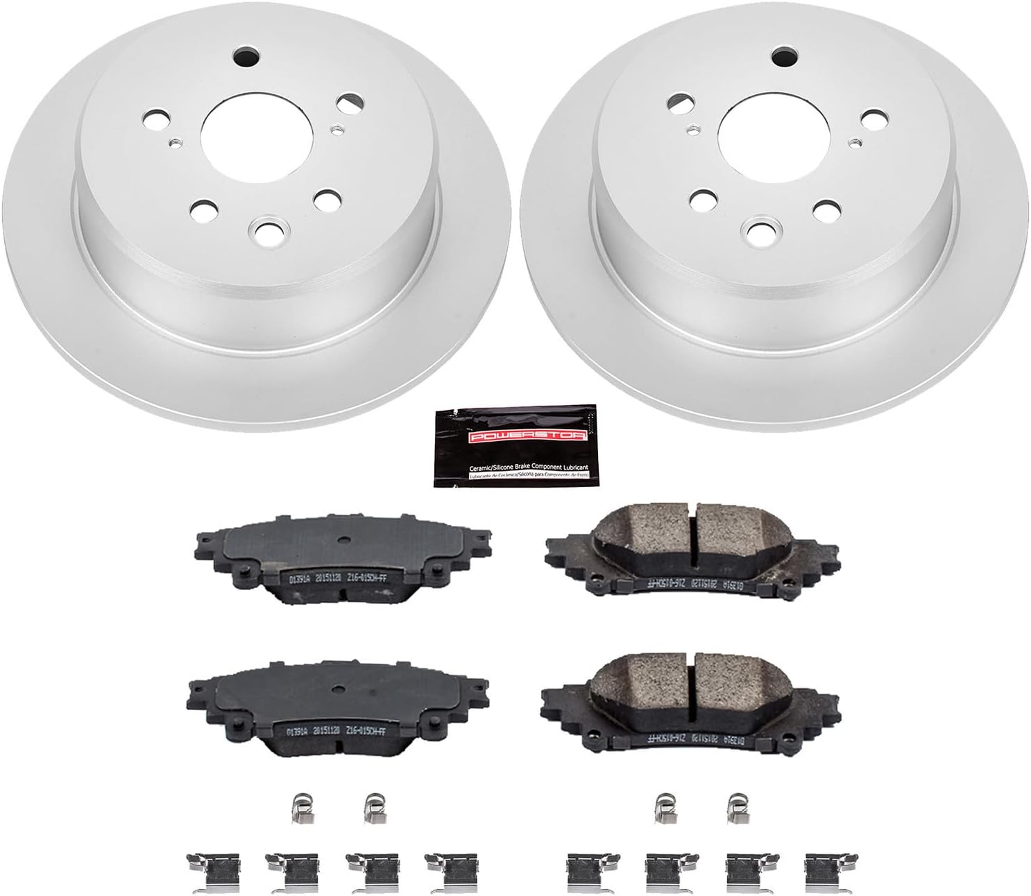 PowerStop Rear Brake Kit for Lexus IS250 2014-15 - Fully-Coated Disc Rotors with Z17 Ceramic Brake Pads Replacement, CRK6930