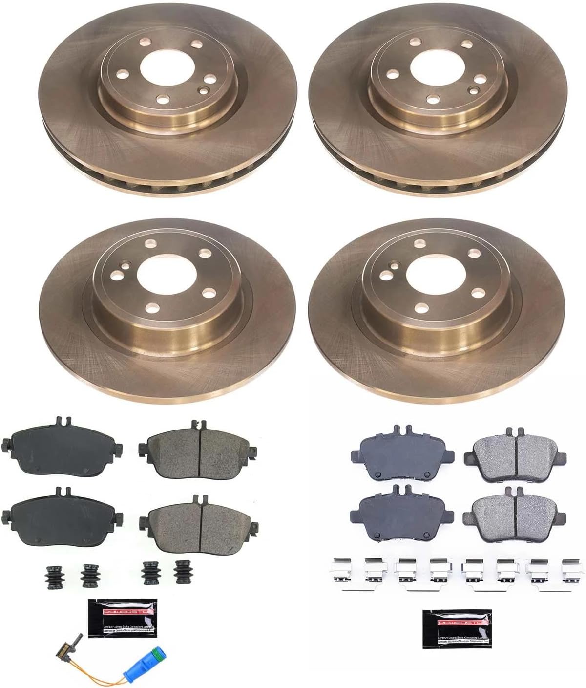 PowerStop Front and Rear Brake Kit for Infiniti QX30 2017-19 |Mercedes-Benz CLA250 2014-19 |GLA250 2015-20 - Z17 Ceramic Brake Pads & Disc Rotors Replacement, KOE8046