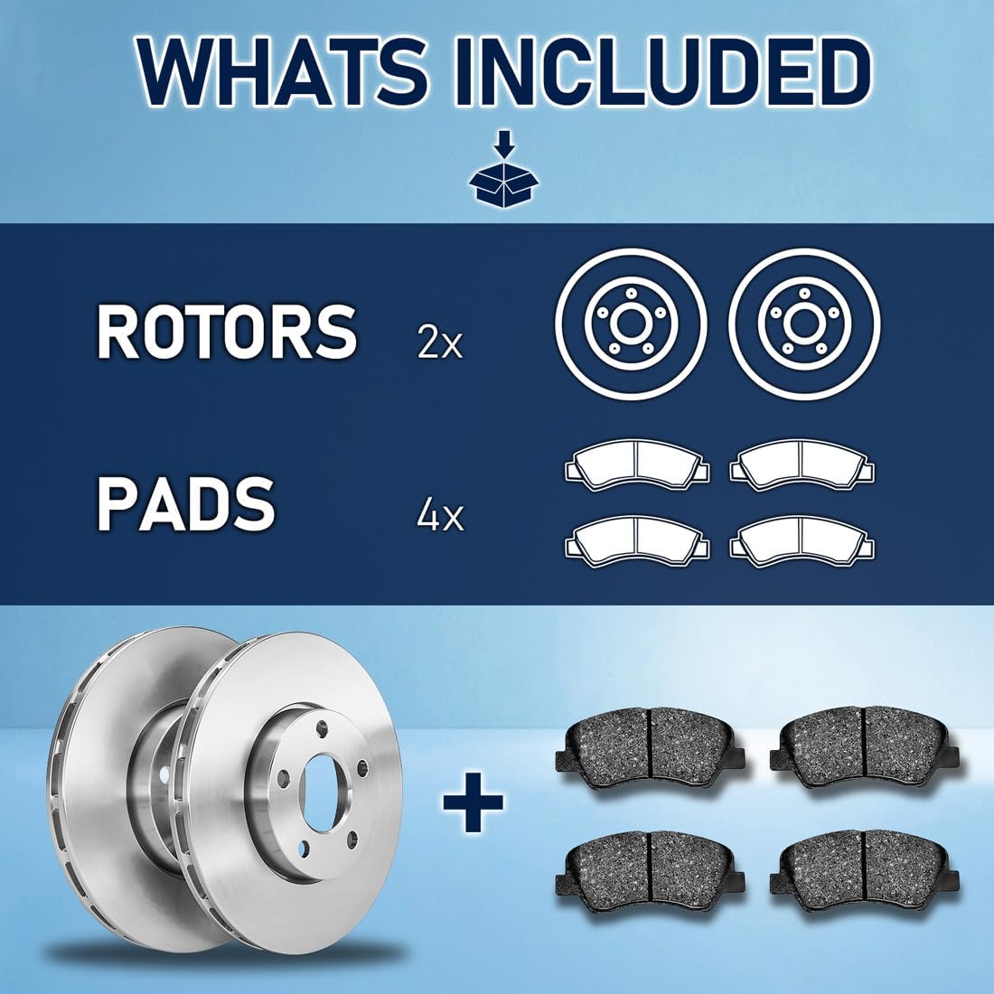 6X Semi-Metallic Brake Pads and Rotors 10.16inch (258mm) 4 Lugs Front for Ford Fiesta 1.6L 2011 2012 2013 2014 2015 2016 2017 2018 2019, for Ford Fiesta 1.0L 2014 2015 2016 2017