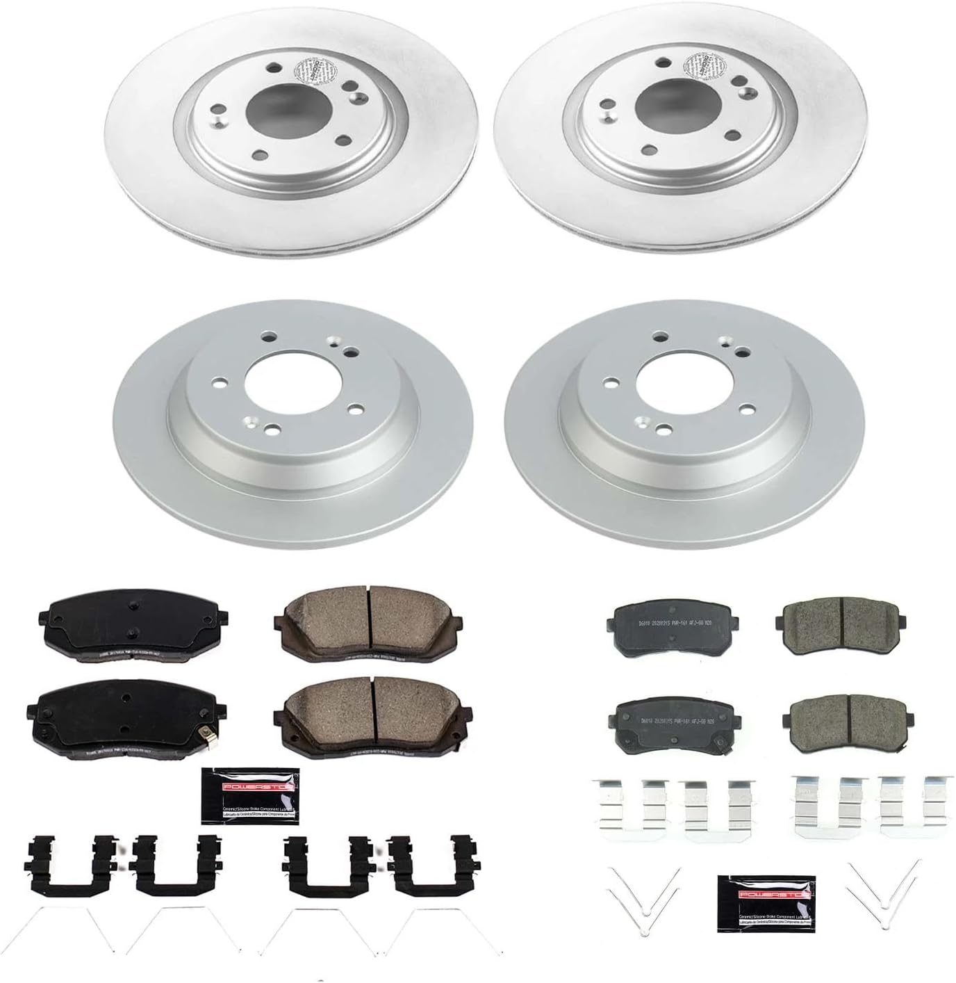 PowerStop Front and Rear Brake Kit for Hyundai Kona 2018-23 - Fully-Coated Disc Rotors with Z17 Ceramic Brake Pads Replacement, CRK8287