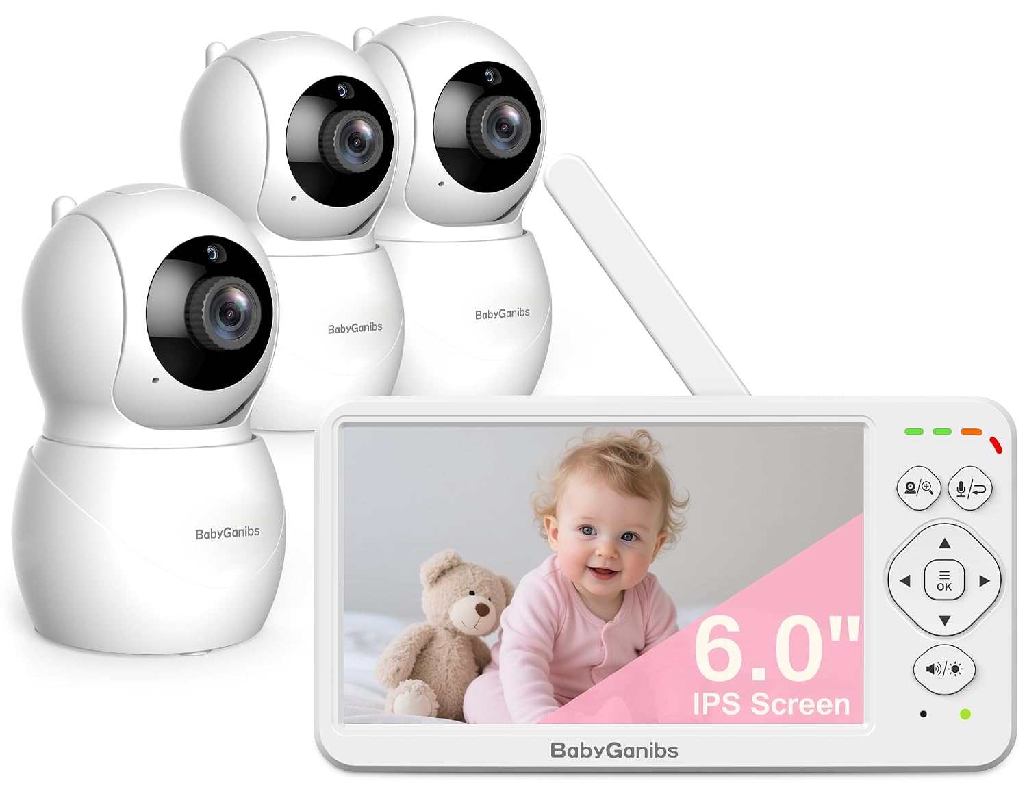 6' Big Screen No WiFi Baby Monitor with 3 Cameras, 1000ft Long Range, 2-Way Talk, 8 Lullabies, ECO Mode, Infrared Night Vision, 150 Languages, Perfect Baby Shower,Baby Register Gift