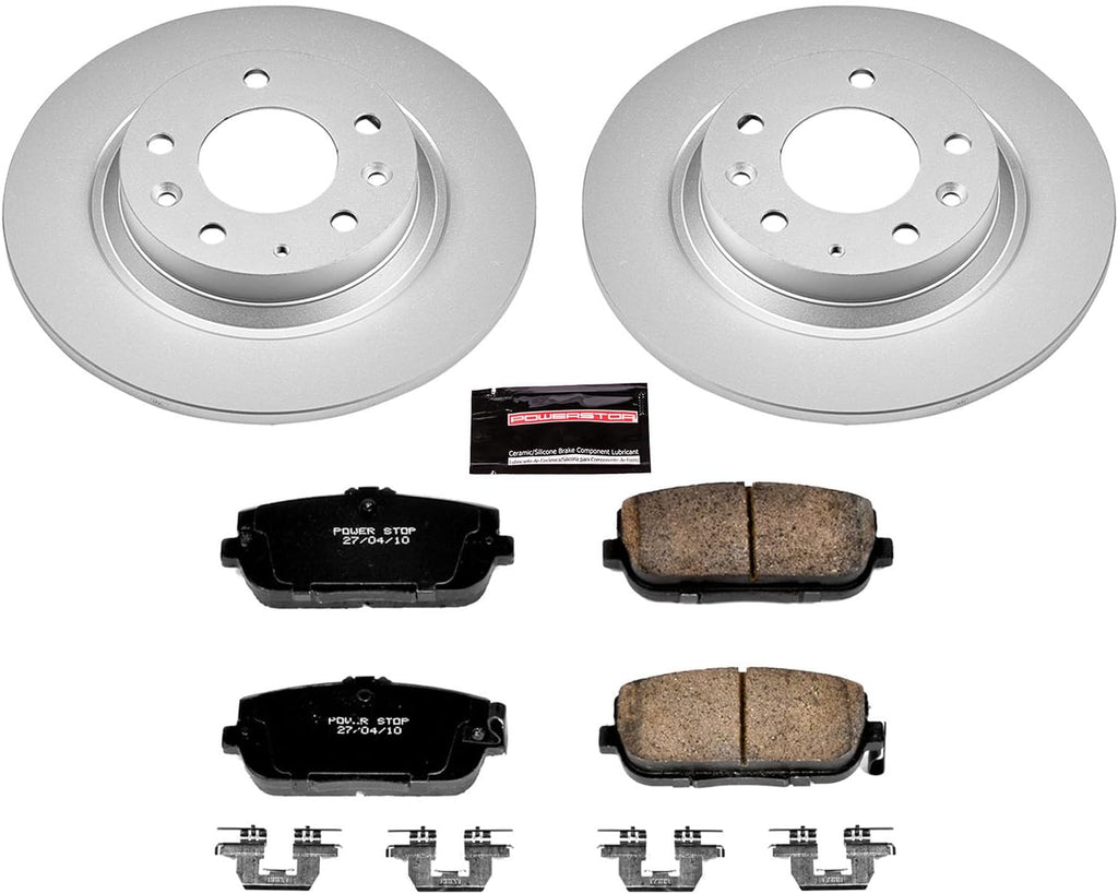 PowerStop Rear Brake Kit for Mazda MX-5 Miata 2006-15 - Fully-Coated Disc Rotors with Z17 Ceramic Brake Pads Replacement, CRK2451