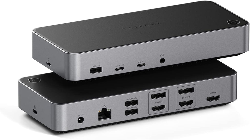 Satechi 13 in 1 Triple 4K USB C Docking Station, 100W Charging, 2 DP, 3 HDMI, 2 USB C, 3 USB-A, Gigabit Ethernet, and Audio Jack for Mac/Windows, MacBook Air/Pro, DisplayLink Required