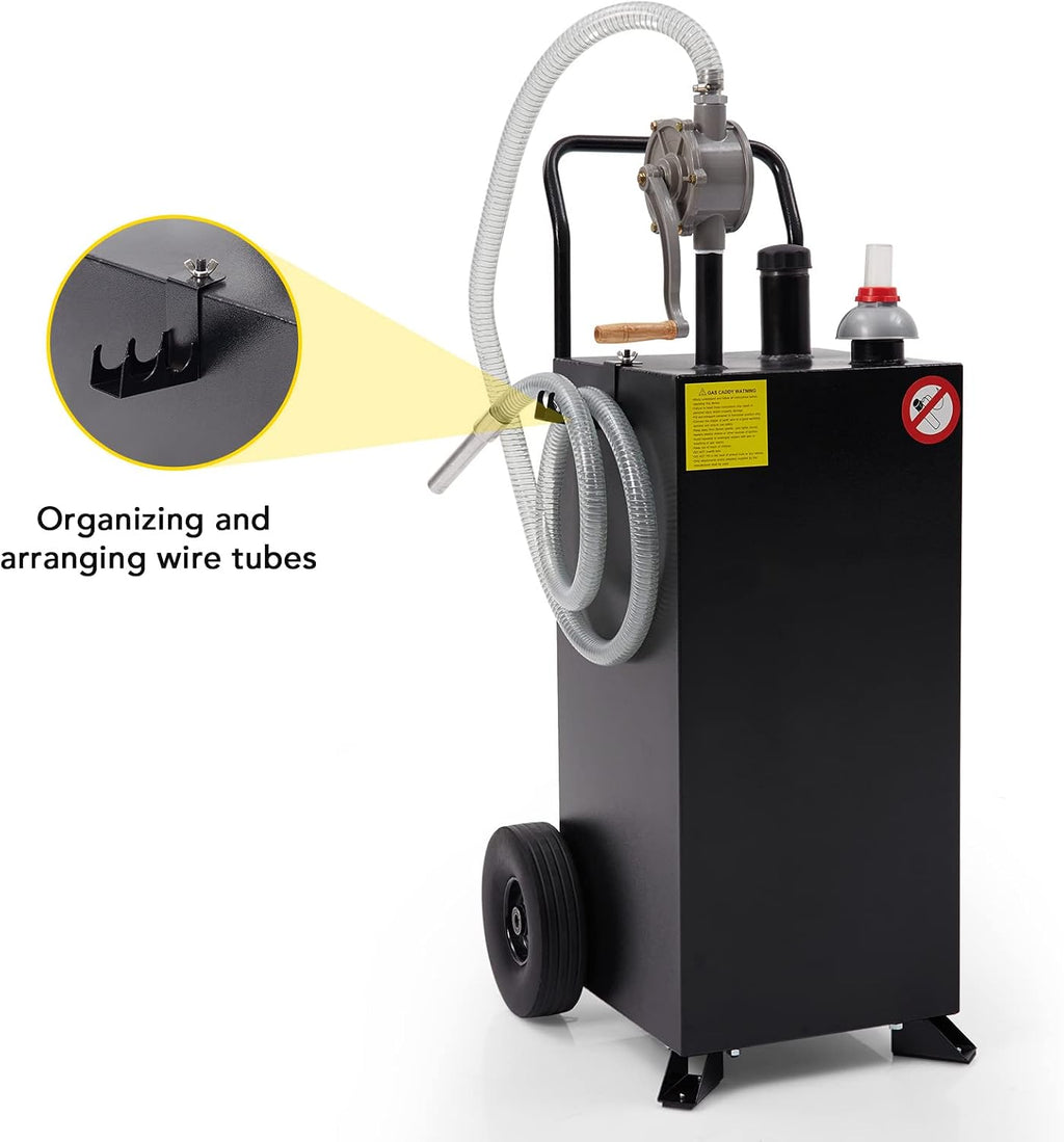Garvee 30 gal Gas Caddy with Pump - Portable Fuel Tank Gasoline Storage Tank for Boat, Car, Garden, Lawnmower, ATV