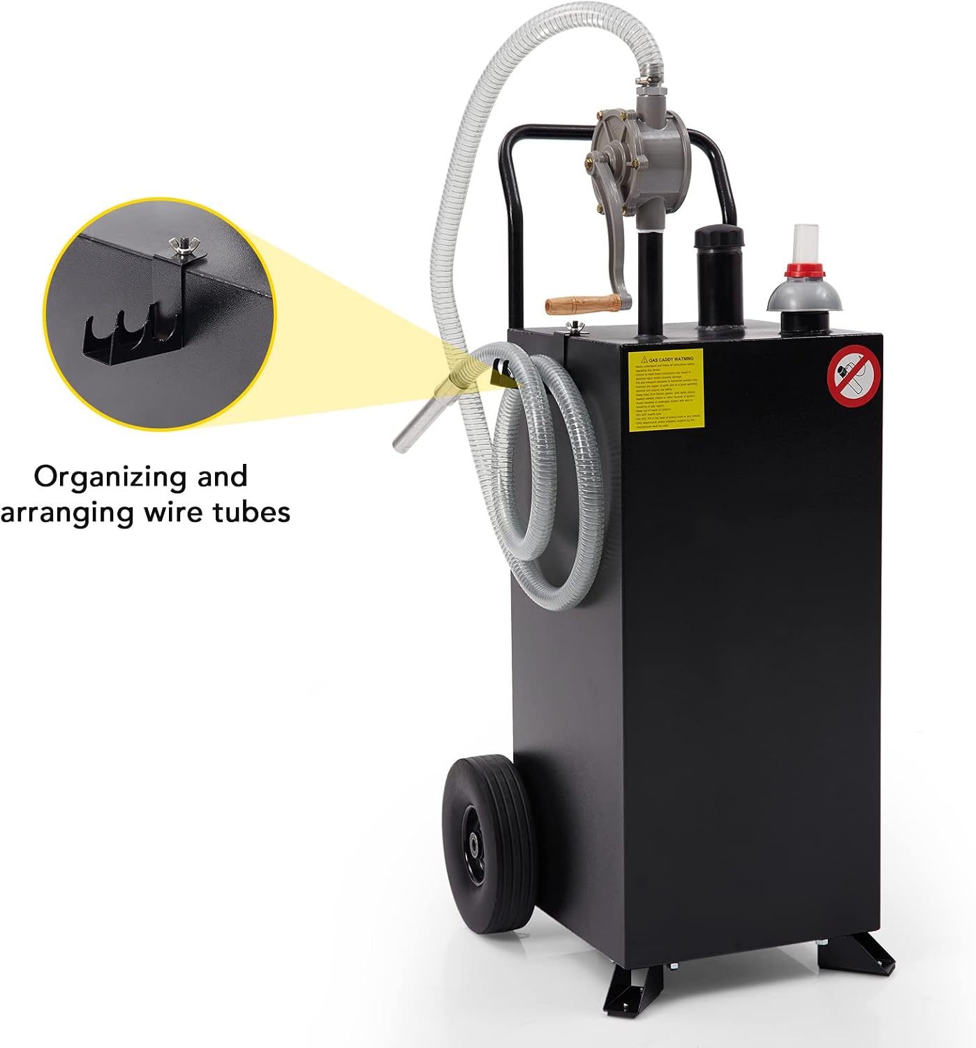 Garvee 30 gal Gas Caddy with Pump - Portable Fuel Tank Gasoline Storage Tank for Boat, Car, Garden, Lawnmower, ATV