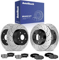 AutoShack Front & Rear Brake Rotors & Ceramic Pads for Toyota & Lexus, RAV4 2006-2008 HS250h 2010-2012, FWD 4WD L4 2.4L - E-Coated Drilled & Slotted - ShadowGuard