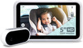 Tiny Traveler 5' HD Touch Screen Baby Car Monitor – Hackproof, No WiFi Baby Camera for Travel Home – Rear-Facing Car Seat Monitor with Night Vision Headrest or Clamp Mount Baby Reminder Alert White