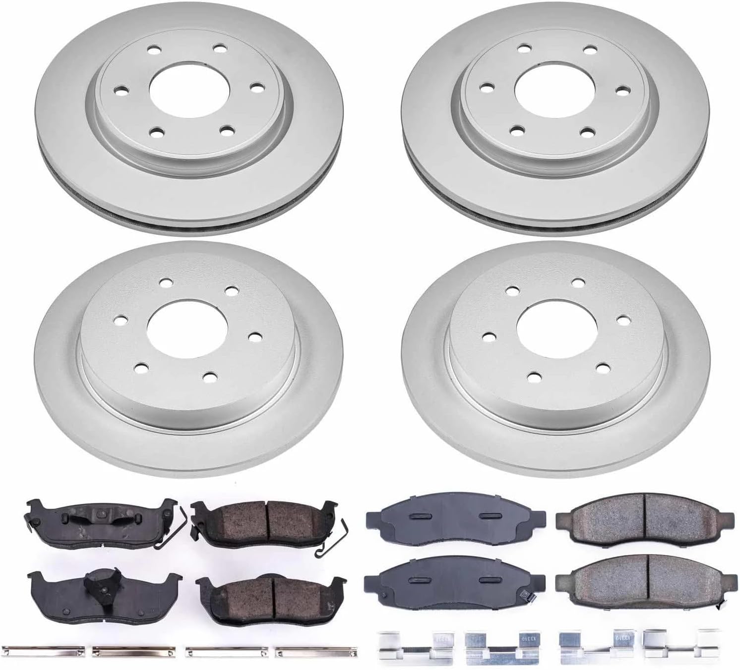 PowerStop Front and Rear Brake Kit for INFINITI QX56 2005-07 |Nissan Armada 2005-06 |TITAN 2005-07 - Fully-Coated Disc Rotors with Z17 Ceramic Brake Pads Replacement, CRK212