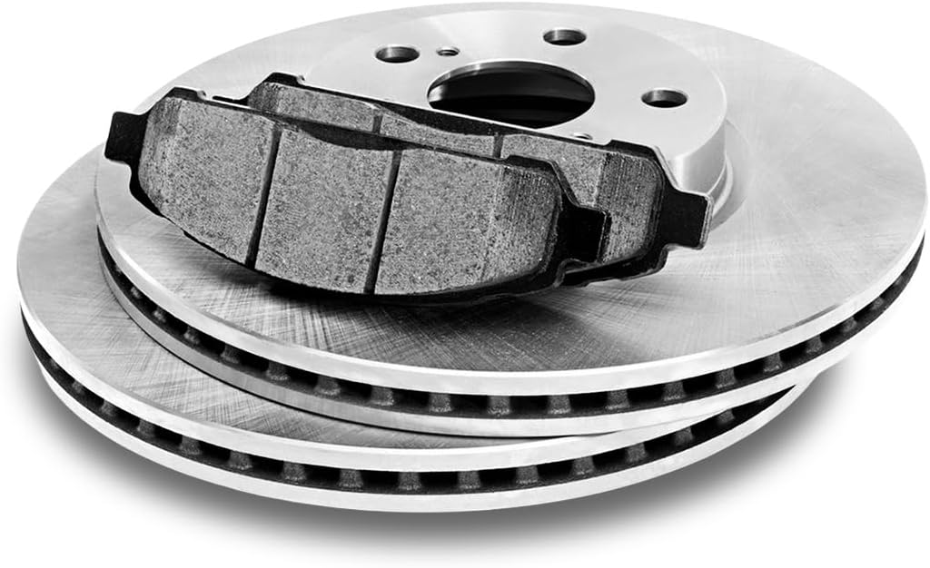 6Pcs Front Semi-metallic Brakes Pad and Brake Rotor Replacement fits Ford Fiesta 1.6L 2011 2012 2013 2014 2015 2016 2017 2018 2019, fits Ford Fiesta 1.0L 2014 2015 2016 2017
