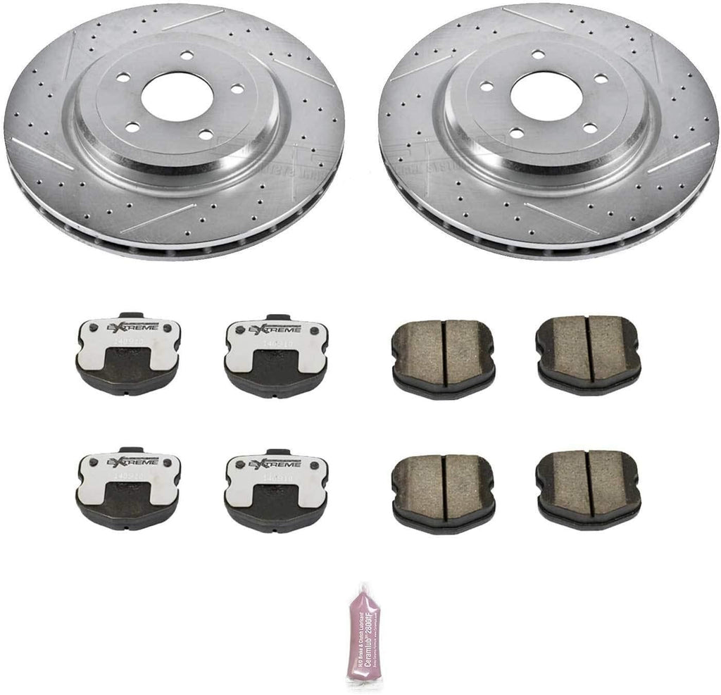 PowerStop Rear Brake Kit for Chevrolet Corvette 2006-13 - Carbon-Fiber Ceramic Z26 Brake Pads + Drilled & Slotted Rotors Upgrade, K1446-26