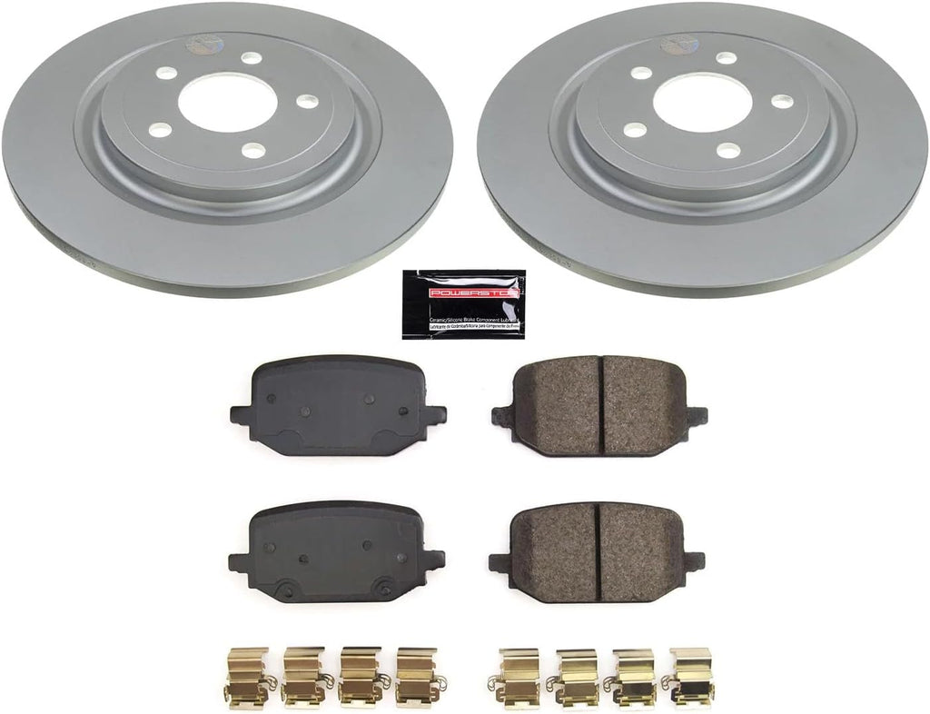 PowerStop Rear Brake Kit for Ford Explorer 2020-25 | Ford Mustang 2024 - Fully-Coated Disc Rotors with Z17 Ceramic Brake Pads Replacement, CRK8681