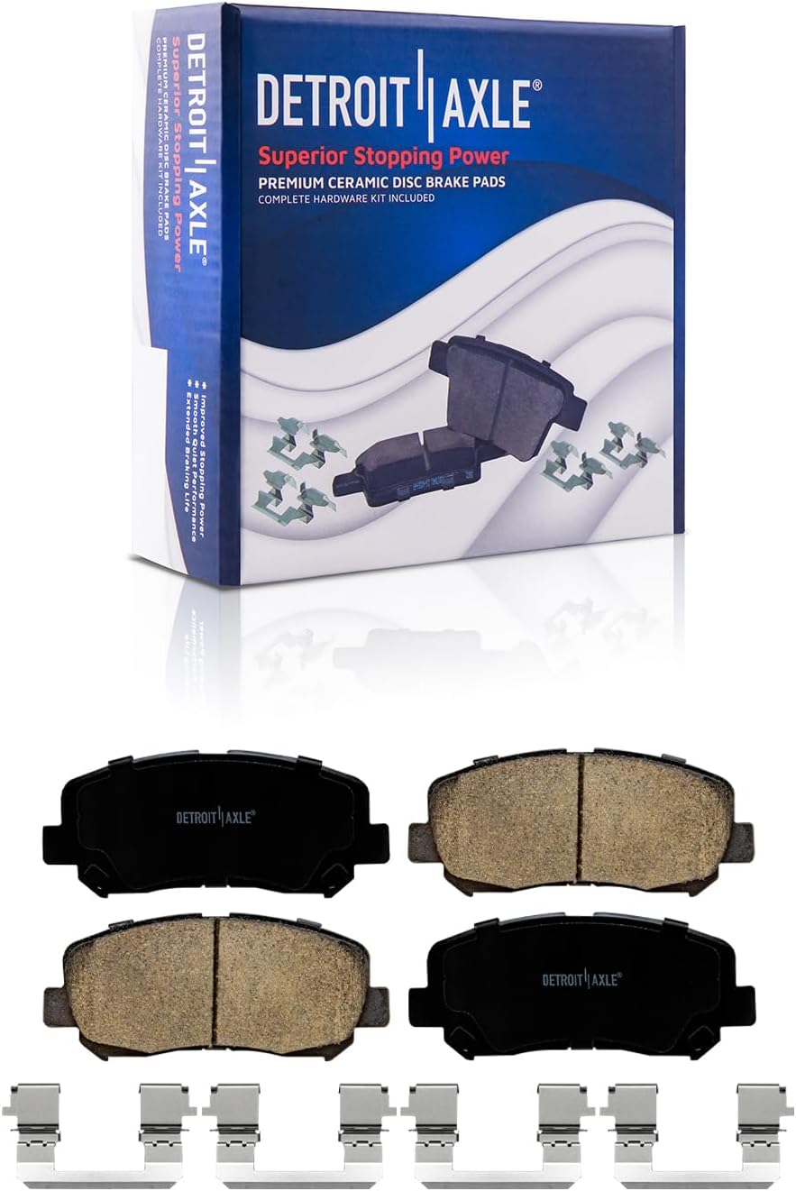 Detroit Axle - 4pc Front Brake Kit for 2013-2024 Mazda CX-5, Disc Brake Rotors Ceramic Brake Pads 2014 2015 2016 2017 2018 2019 2020 2021 2022 2023 Replacement