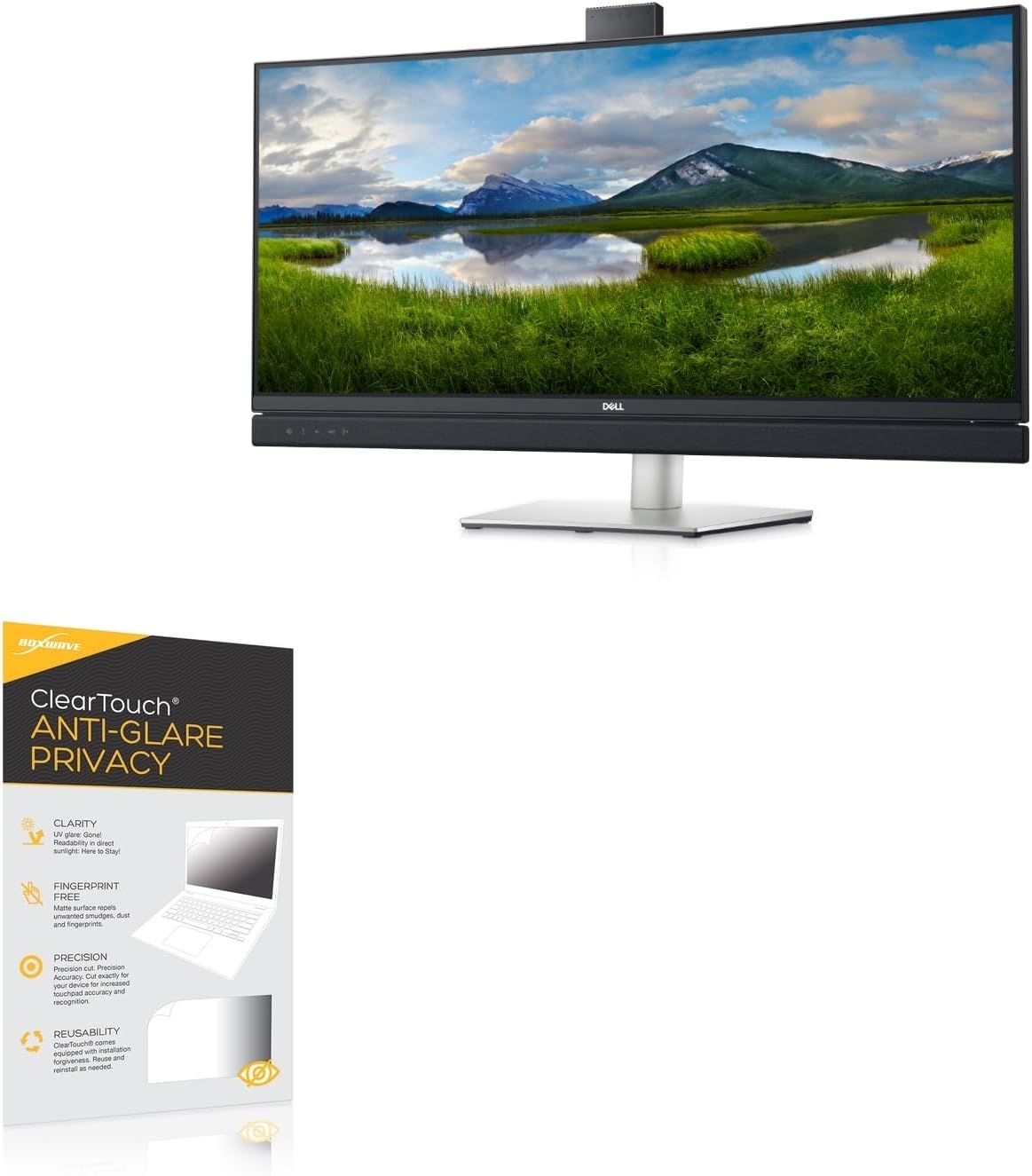 BoxWave Screen Protector Compatible with Dell 34 Curved Video Conferencing Monitor (C3422WE) - ClearTouch Anti-Glare Privacy (2-Pack), Privacy Screen Protector Flexible Film Anti-Glare