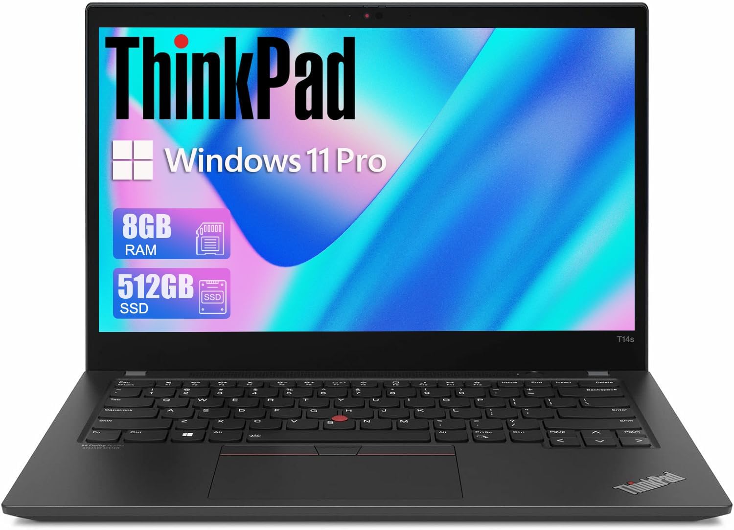 Lenovo ThinkPad T14s Gen 2 14-Inch FHD Laptop Computer, 11th Intel Core i5-1145G7, 8 GB DDR4 RAM, 512 GB SSD, Fingerprint Reader, Windows 11 Pro (Renewed)